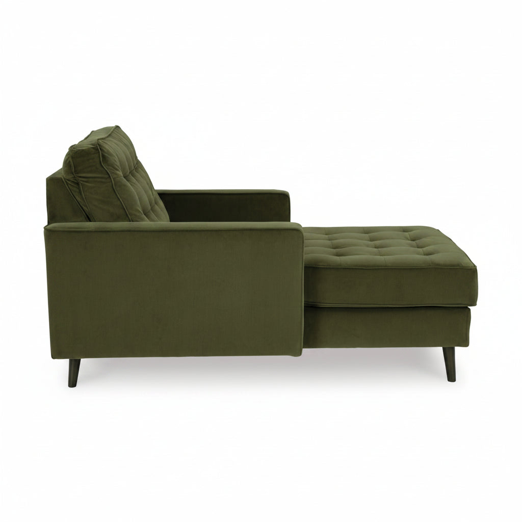 Flavia Fabric 1 seater Chaise - Green Velvet