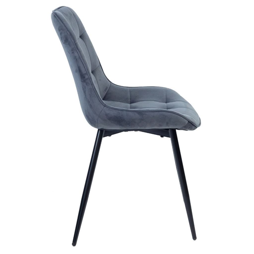 RENI VELVET FABRIC DINING CHAIR GREY - MyChocolateWood