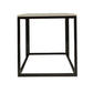VINTRY SIDE TABLE/LAMP TABLE - WHITE MARBLE TOP ON BLACK BASE