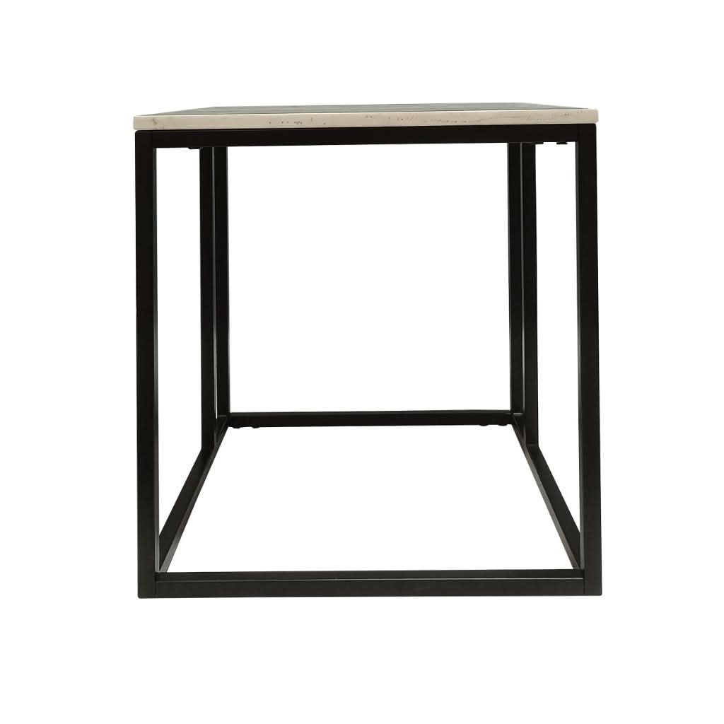VINTRY SIDE TABLE/LAMP TABLE - WHITE MARBLE TOP ON BLACK BASE