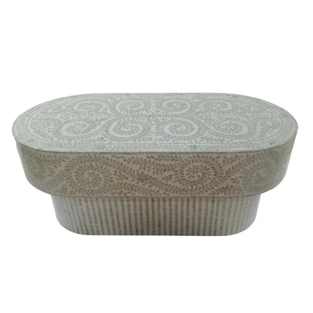 LEILANI  OVAL MOTHER OF PEARL COFFEE TABLE - MyChocolateWood