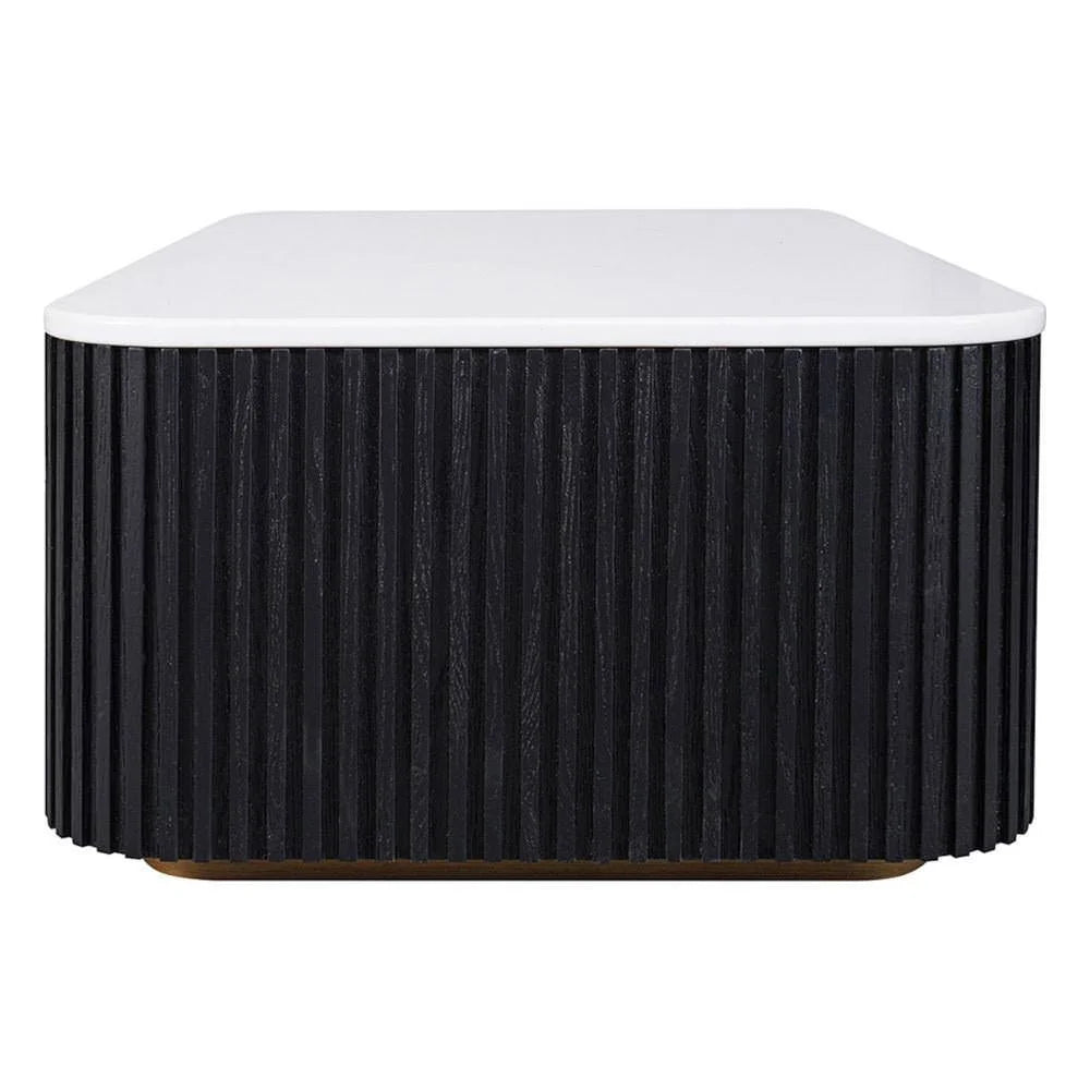 VERWOOD BRUSHED BLACK OAK WOOD BASE/SIVEC WHITE MARBLE TOP  COFFEE TABLE - MyChocolateWood