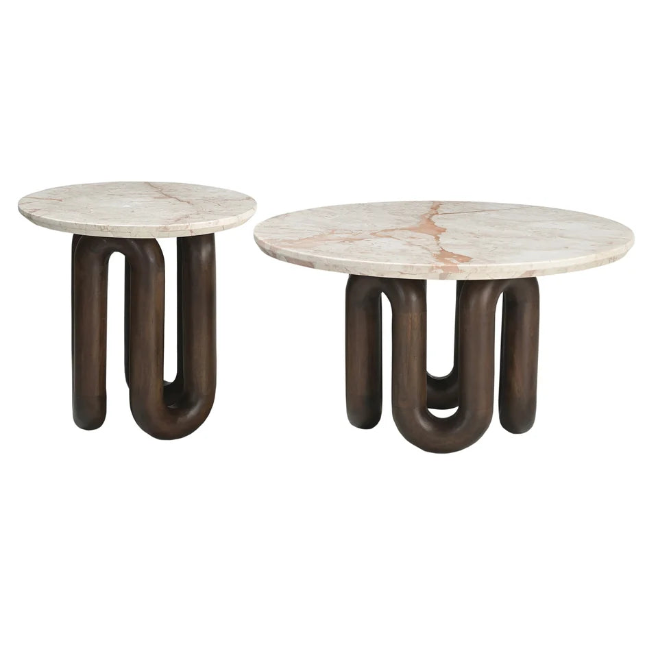 Kennedy Marble Top/Mango base Loop Coffee Table