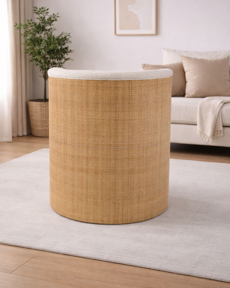 JYLAN FULL WHITE FABRIC ARMCHAIR  ACCENT CHAIR - MyChocolateWood