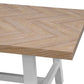 MIRAN PARQUETRY TOP DINING TABLE 190CM WHITEWASH OAK TOP/WHITE PAINTED BASE