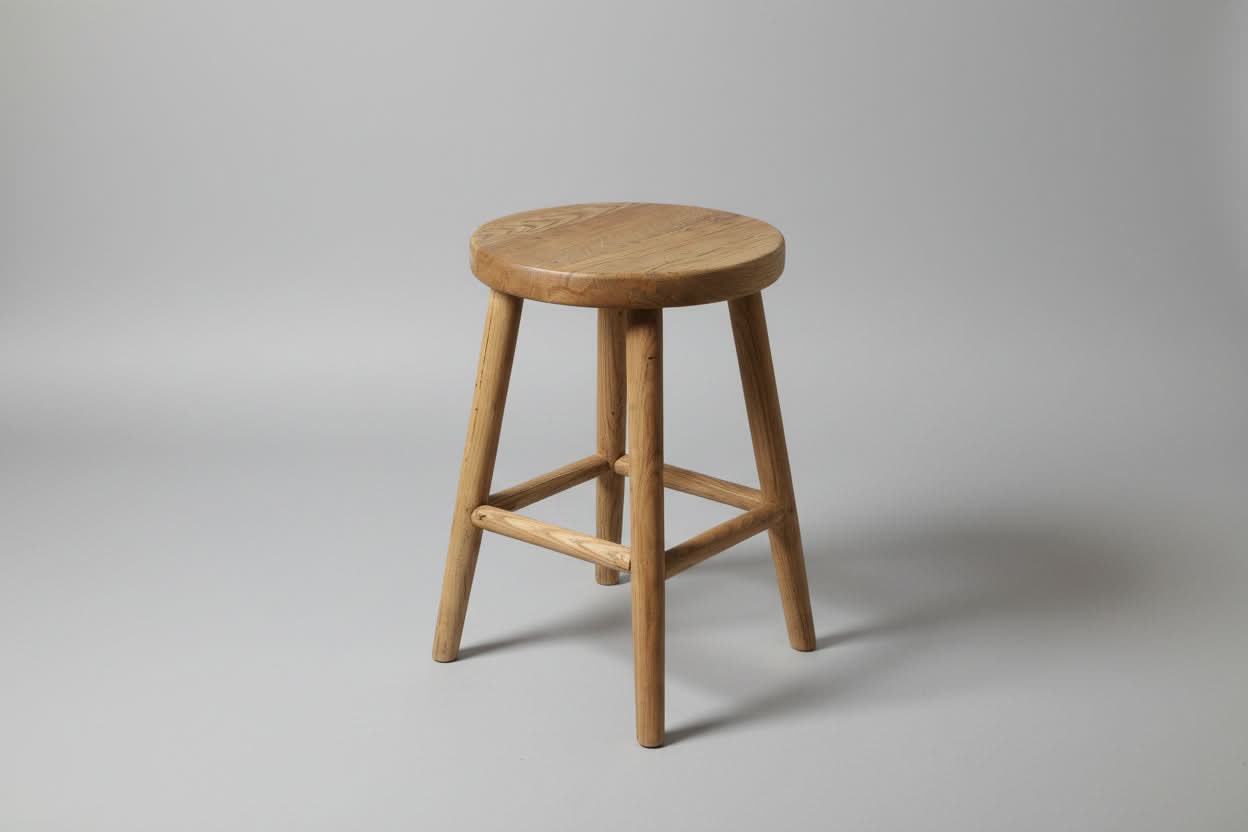 FITAN SOLID OAKSTOOL NATURAL TOP/NATURAL LEGS HEIGHT 45CM - MyChocolateWood