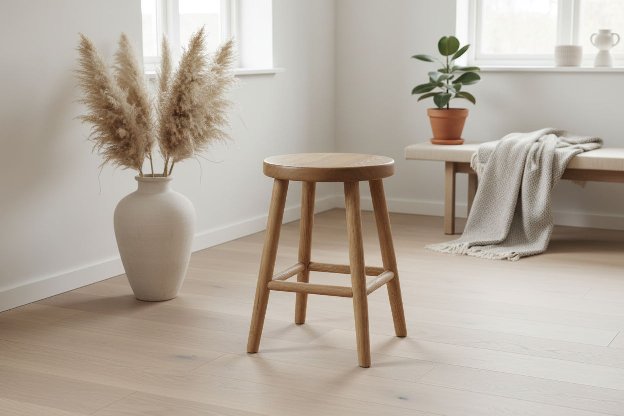 FITAN SOLID OAKSTOOL NATURAL TOP/NATURAL LEGS HEIGHT 45CM - MyChocolateWood