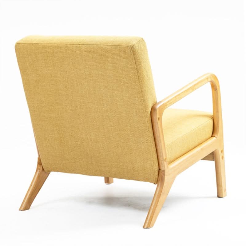 DAXTON ARMCHAIR  ACCENT CHAIR - NATURAL RUBBERWOOD FRAME/YELLOW FABRIC