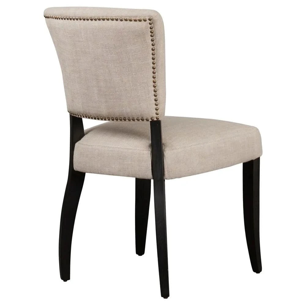 SET OF 2 CAVENDISH LINEN DINING CHAIR BEIGE/BLACK - MyChocolateWood