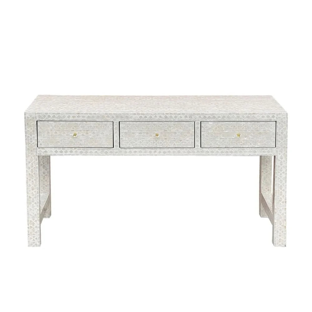 HEIDI MOTHER OF PEARL 3-DRAWER CONSOLE TABLE/HALL TABLE - MyChocolateWood