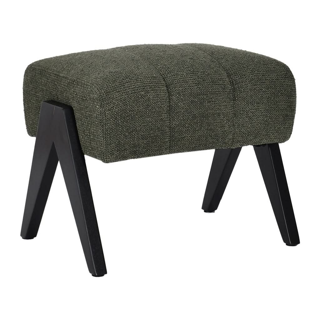 PELLERIN FABRIC ARMCHAIR & MATCHING STOOL DARK GREEN - MyChocolateWood