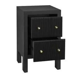 JAYLA PETITE BLACK 2-DRAWER BEDSIDE TABLE - MyChocolateWood