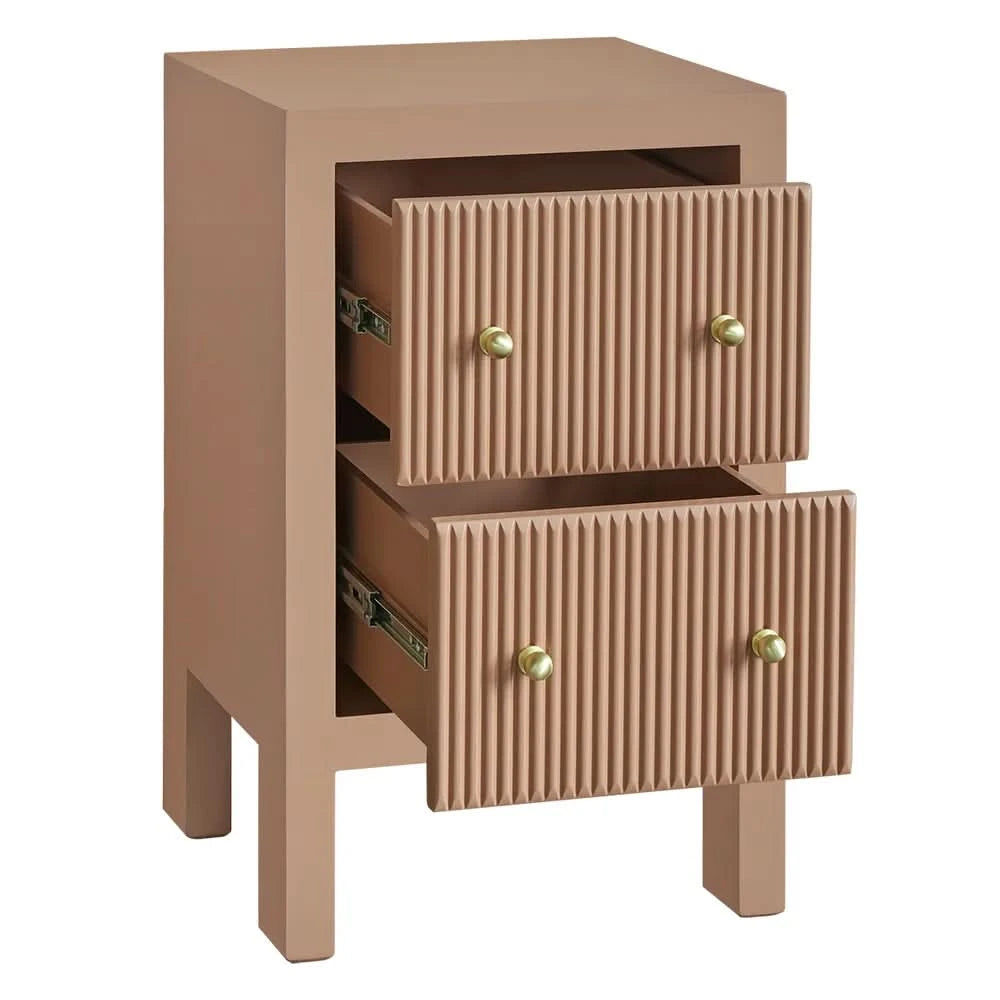 JAYLA PETITE BEIGE 2-DRAWER BEDSIDE TABLE - MyChocolateWood