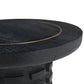 Raven Handmade Solid Mango Column Side Table/Lamp Table with Gold Accents