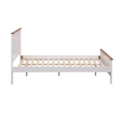 Pippa Rubberwood Double Bed White/Mid-Brown