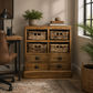 Rosalba Mahogany & Wicker Chest of 4 drawers & 4 Wicker Baskets - Natural