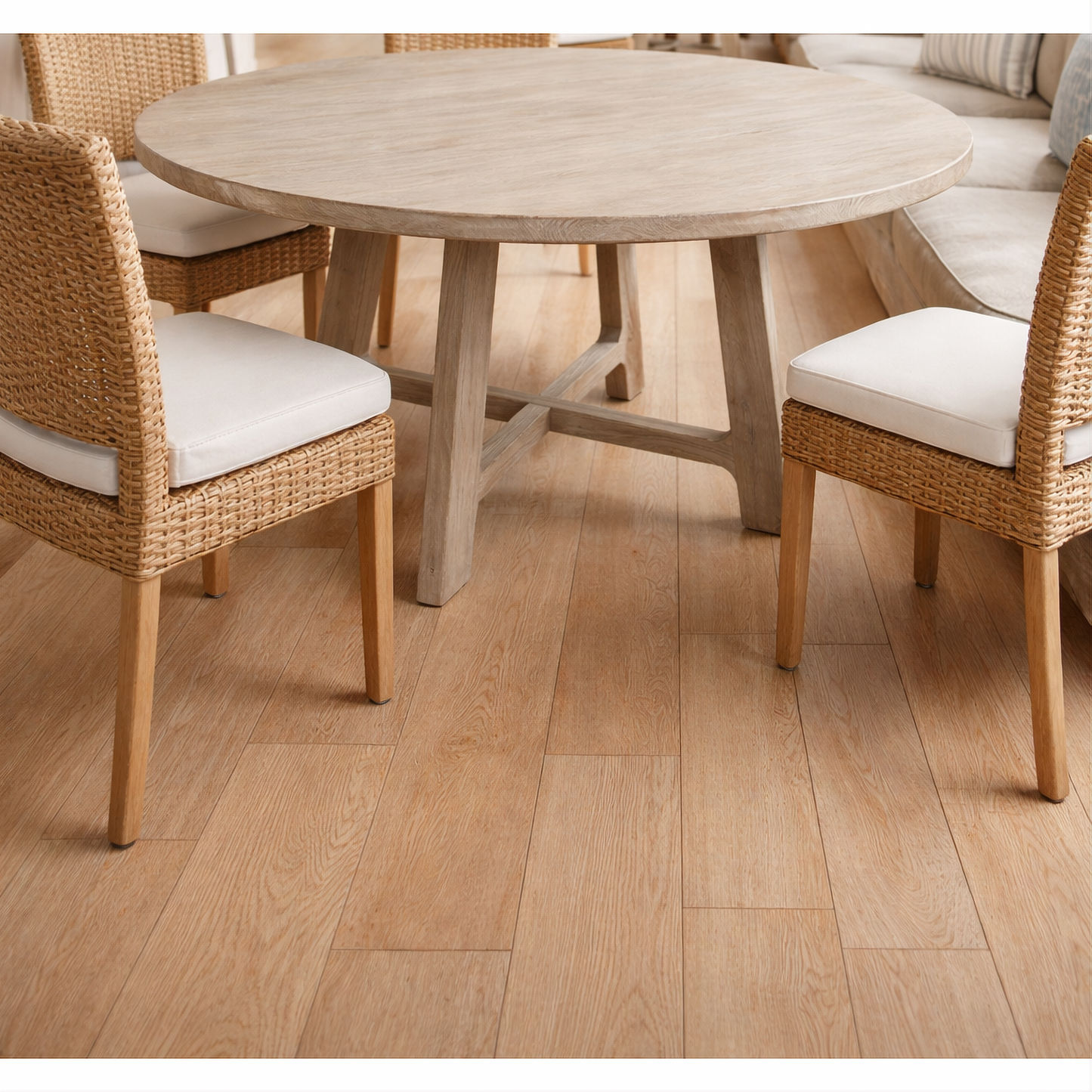 NEVANA RECYCLED ELM TIMBER ROUND DINING TABLE 150CM. DIA.