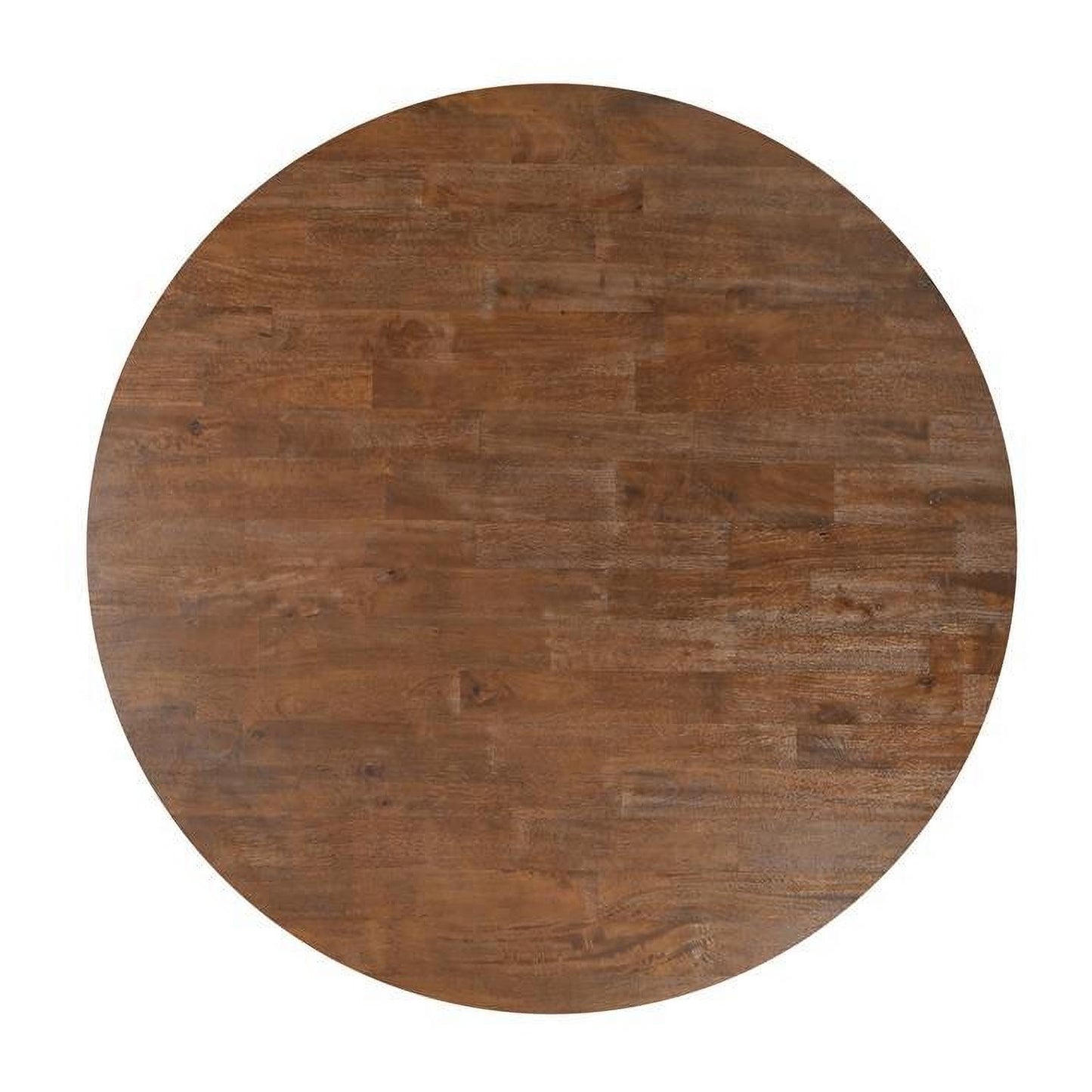 Round dining table by Chocolate Wood with mango wood in brown finish, 160cm diameter, showcasing a smooth wooden surface.