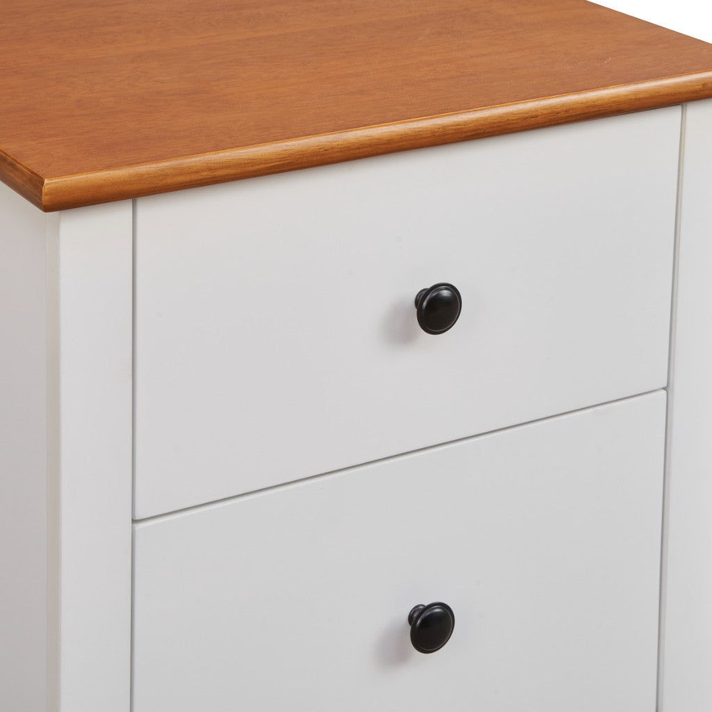 Pippa Rubberwood 2-Drawer Bedside Table White/Mid-Brown