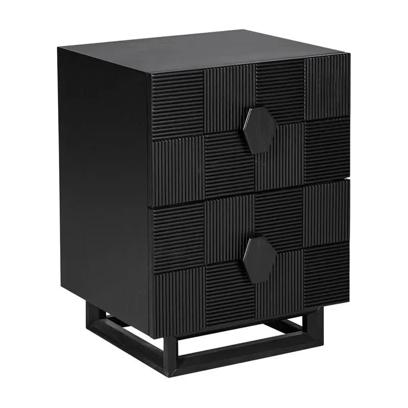 TALISA CONTEMPORARY 2-DRAWER SMALL BEDSIDE TABLE BLACK