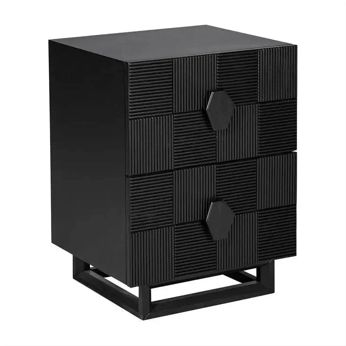 Talisa Contemporary 2-Drawer Small Bedside Table in Black angle