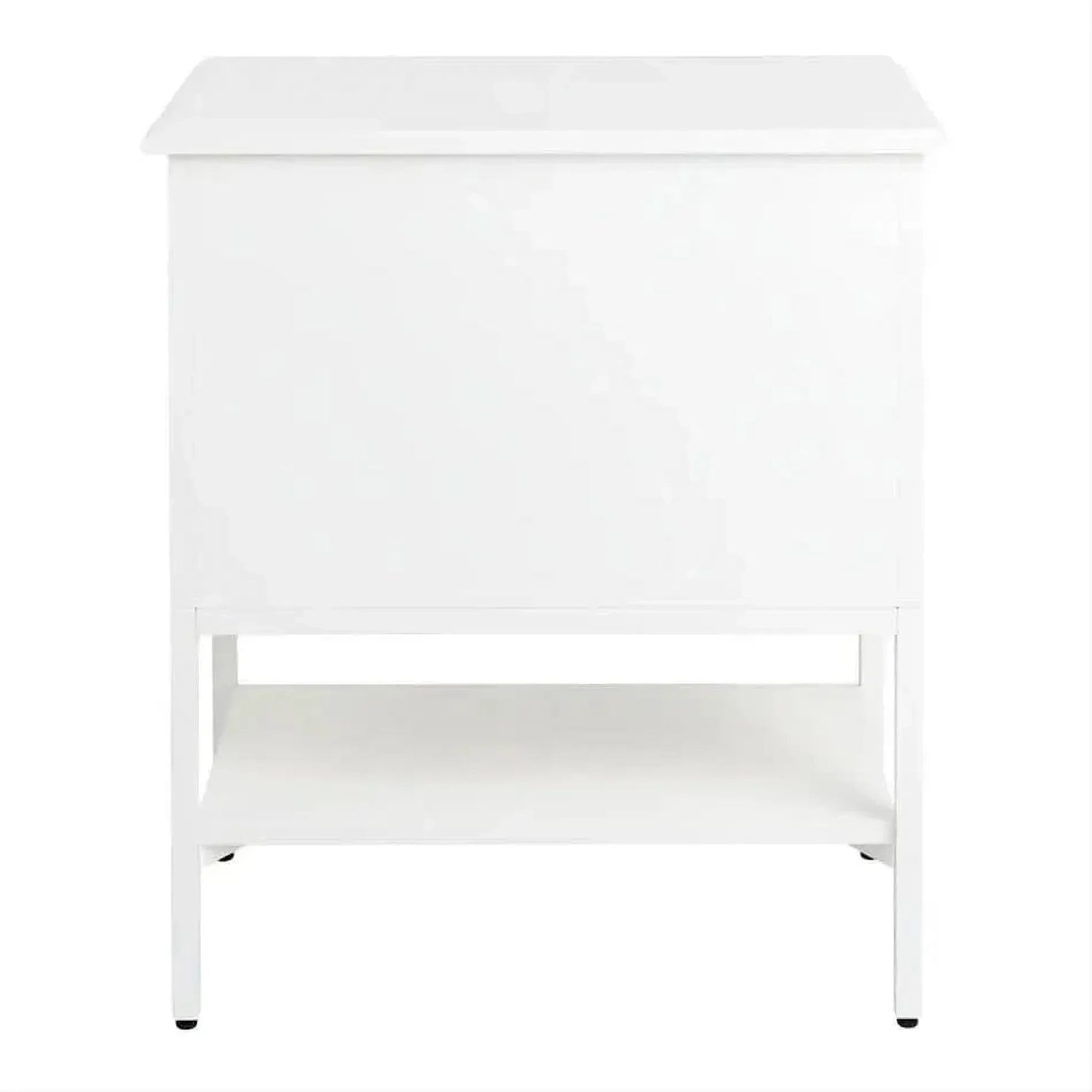 Moretti 2-Drawer Bedside Table Small in Satin White - Chocolate Wood
