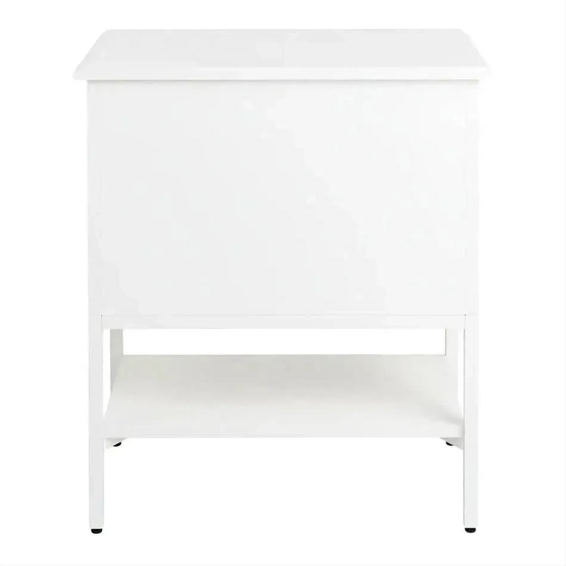 Moretti 2-Drawer Bedside Table Small in Satin White - Chocolate Wood