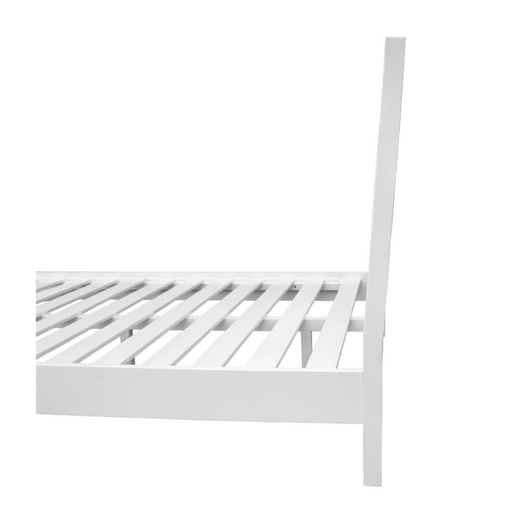 Snowdon Acacia Art Deco Bed in White - Chocolate Wood
