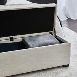 MILLICENT LINEN STORAGE BENCH/BLANKET BOX/OTTOMAN OFF-WHITE 140CM - MyChocolateWood