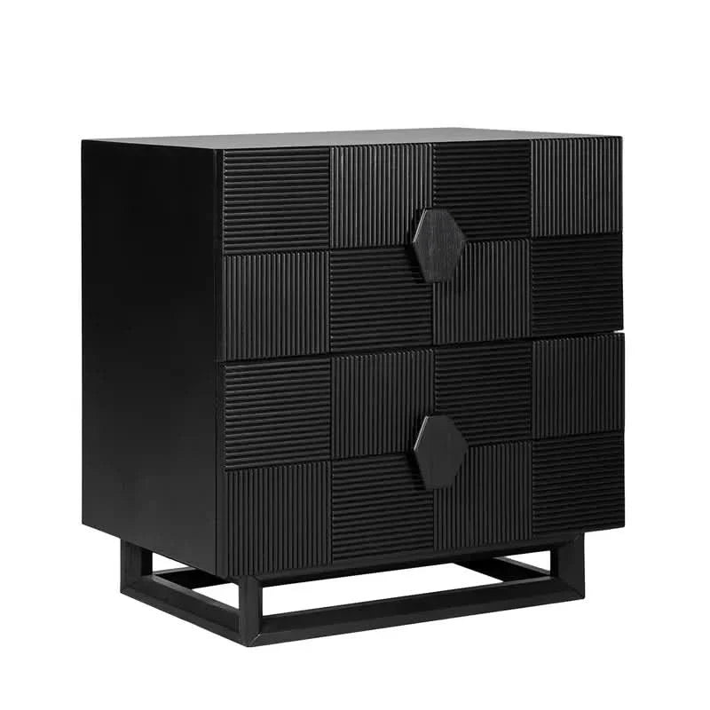 Talisa Contemporary 2-Drawer Large Bedside Table in Black angle