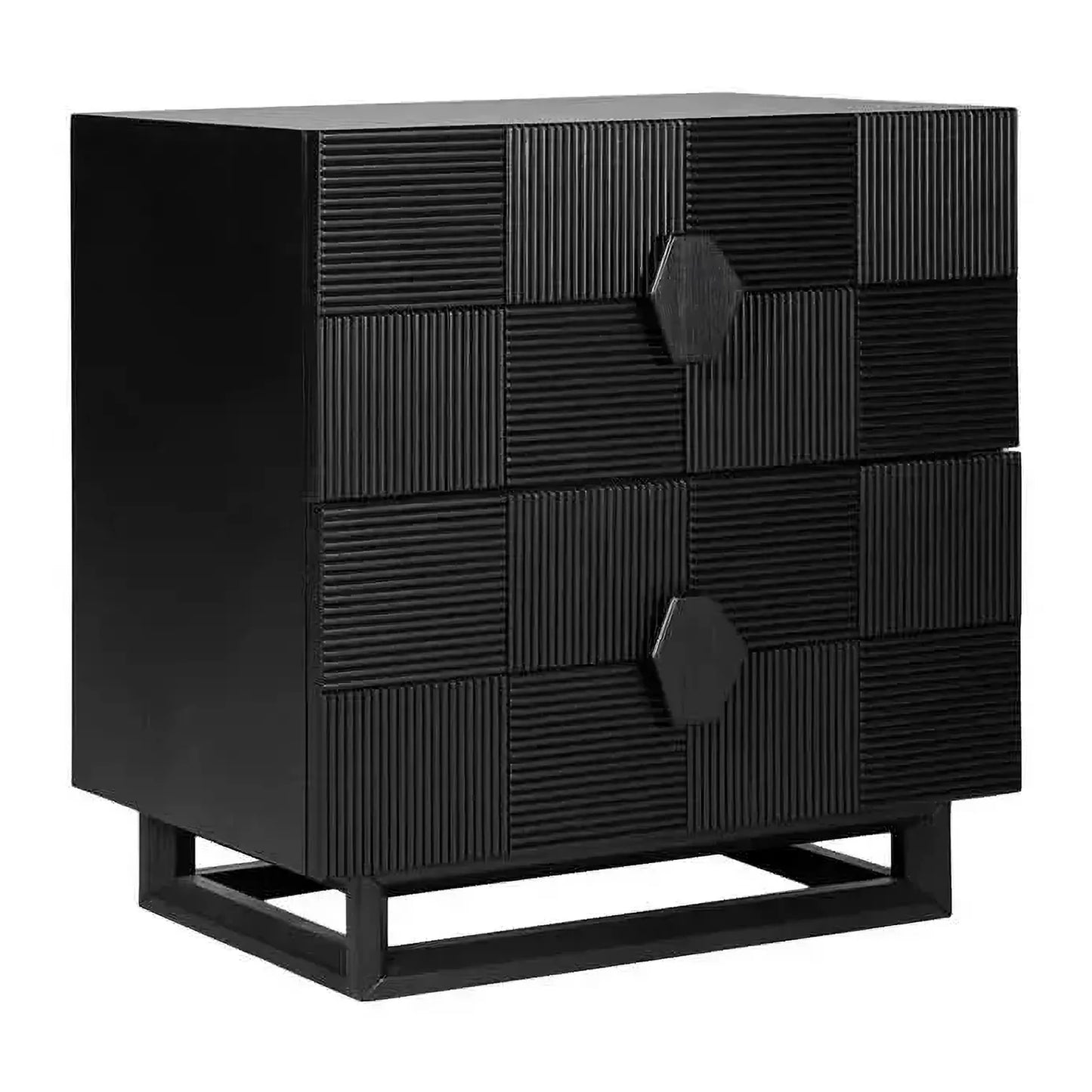 Talisa Contemporary 2-Drawer Large Bedside Table in Black angle