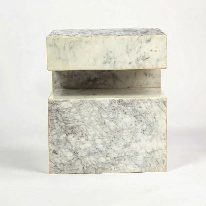 BALLARD SOLID MARBLE SIDE TABLE/LAMP TABLE/ACCENT TABLE - MyChocolateWood