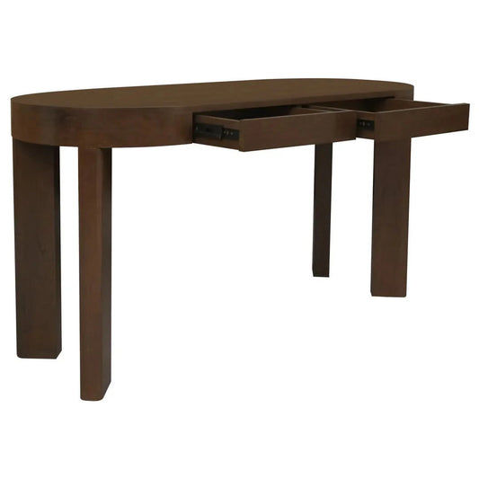 BRENTWOOD SOLID MINDI 2-DRAWER OVAL DESK WALNUT - MyChocolateWood
