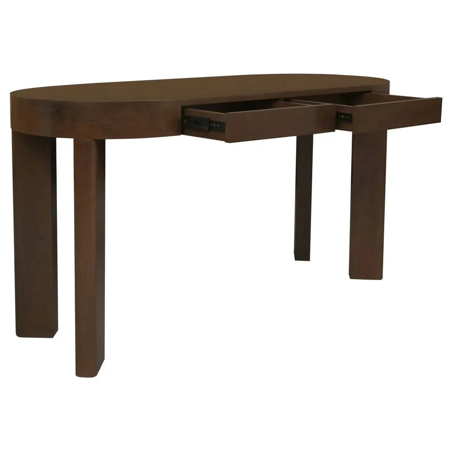 Brentwood Solid Mindi Timber 2-Drawer Oval Desk 140cm in Walnut - Chocolate Wood
