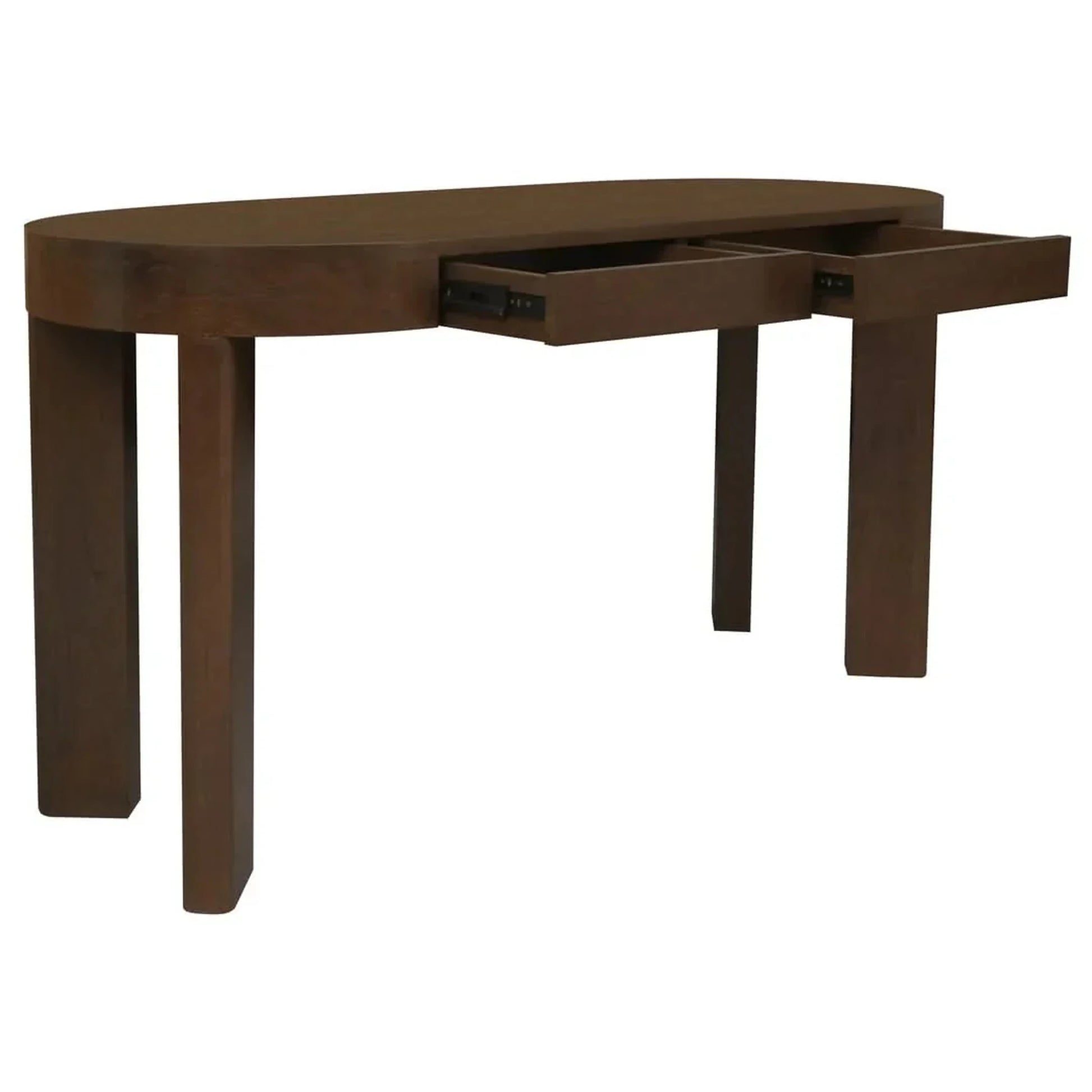Brentwood Solid Mindi Timber 2-Drawer Oval Desk 140cm in Walnut - Chocolate Wood