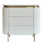 DENEUVE 3 DRAWER CHEST OF DRAWERS WHITE WITH CARRARA MARBLE TOP - MyChocolateWood