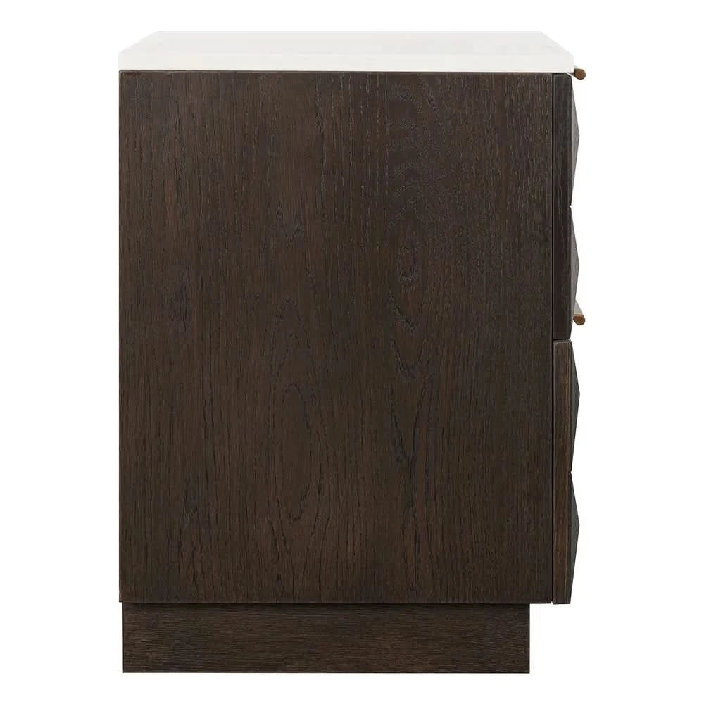 HAMPSHIRE WHITE MARBLE/SMOKED OAK 2-DRAWER BEDSIDE TABLE - MyChocolateWood