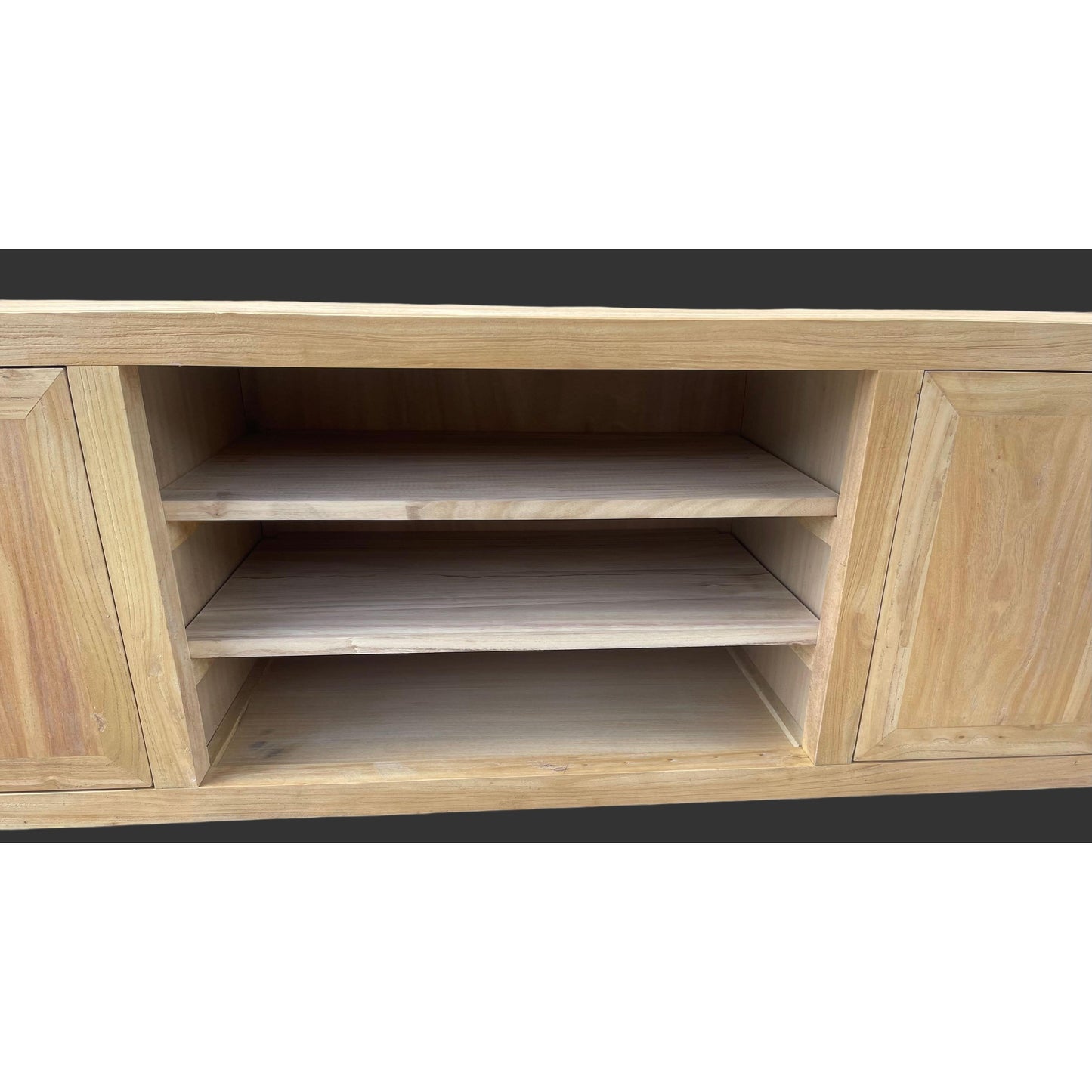 Bordeaux solid elm wood TV unit by MyChocolateWood, 200cm long, featuring a sleek modern design and natural wood finish.