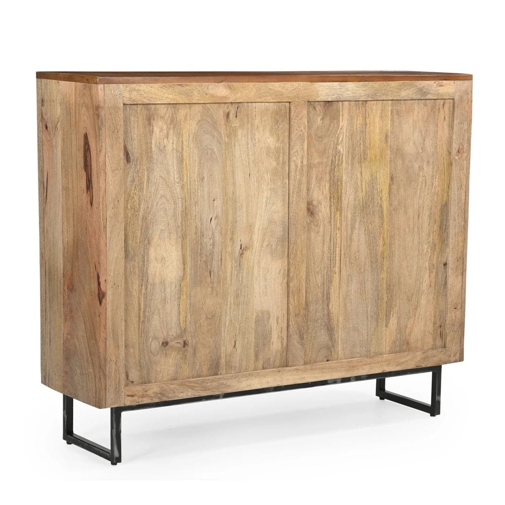 COWHIDE & MANGO HARDWOOD CHEST OF 10 DRAWERS 2 DOORS BOHO PATCHWORK  BEACHSIDE HAMPTONS - MyChocolateWood
