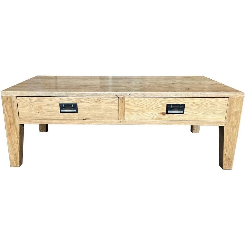 TARA SOLID OAK 2 DRAWER 2-WAY COFFEE TABLE, 120CM, NATURAL OAK - MyChocolateWood