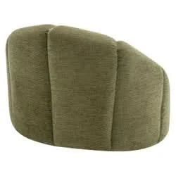 Madeley Chenille Swivel Occasional Chair in Olive - Chocolate Wood