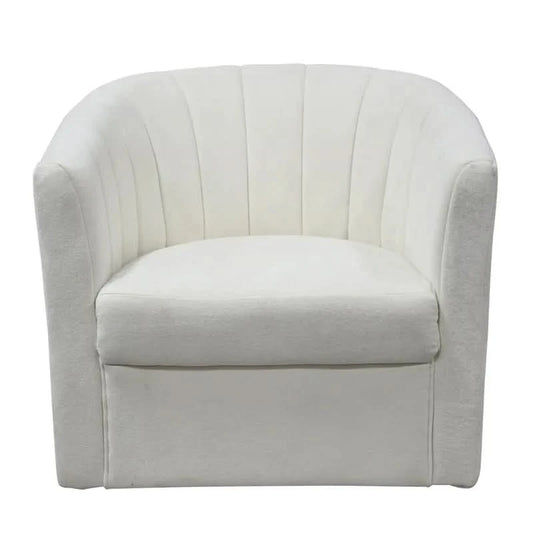 WINTHROP SWIVEL ARMCHAIR CHAIR/OCCASIONAL IVORY CHENILLE - MyChocolateWood
