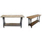 BECK RECYCLED ELM RUSTIC CONSOLE/HALL TABLE PARQUETRY TOP BLACK IRON BASE - MyChocolateWood