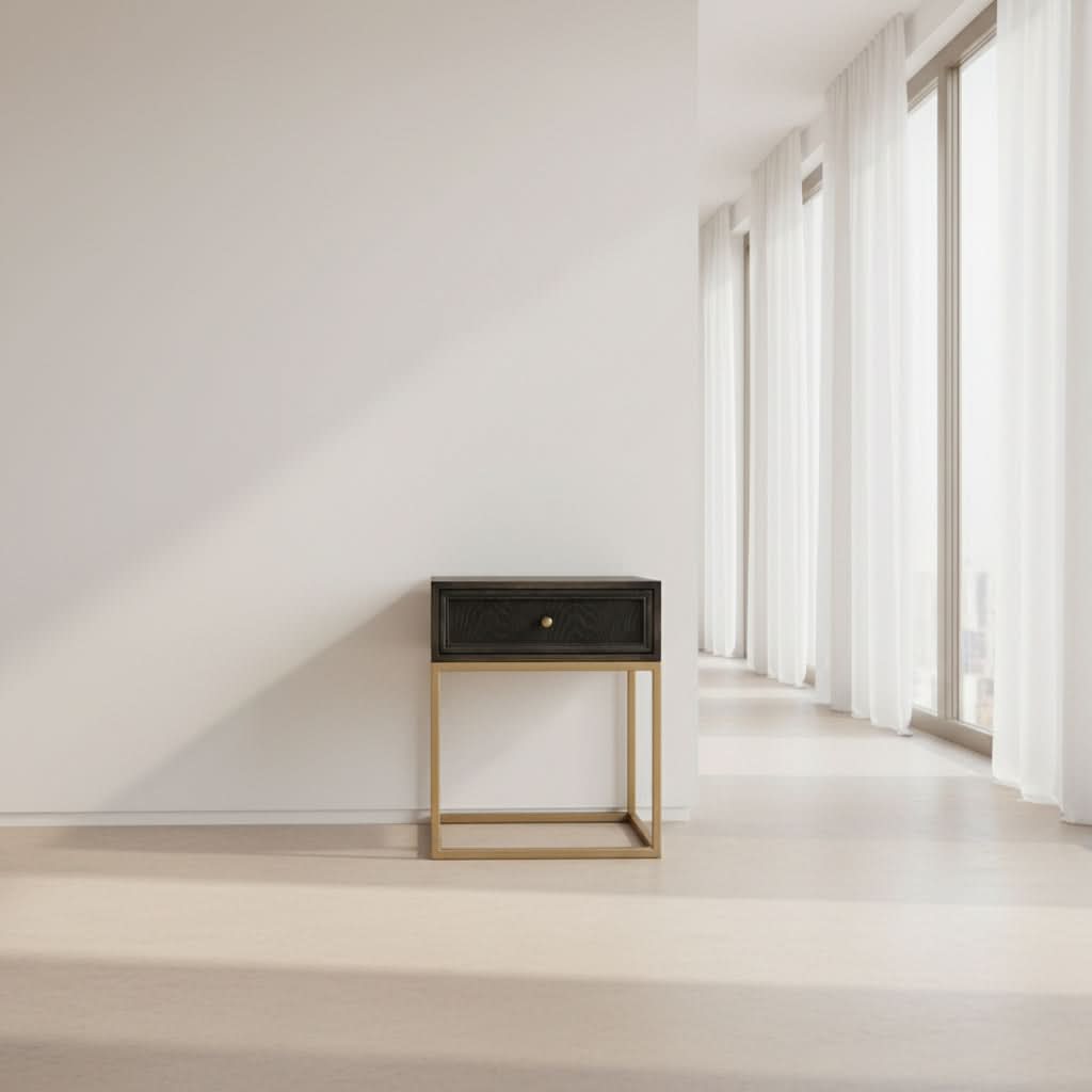 DIMANTA DESIGNER 1-DRAWER SIDE TABLE/LAMP TABLE BLACK - MyChocolateWood