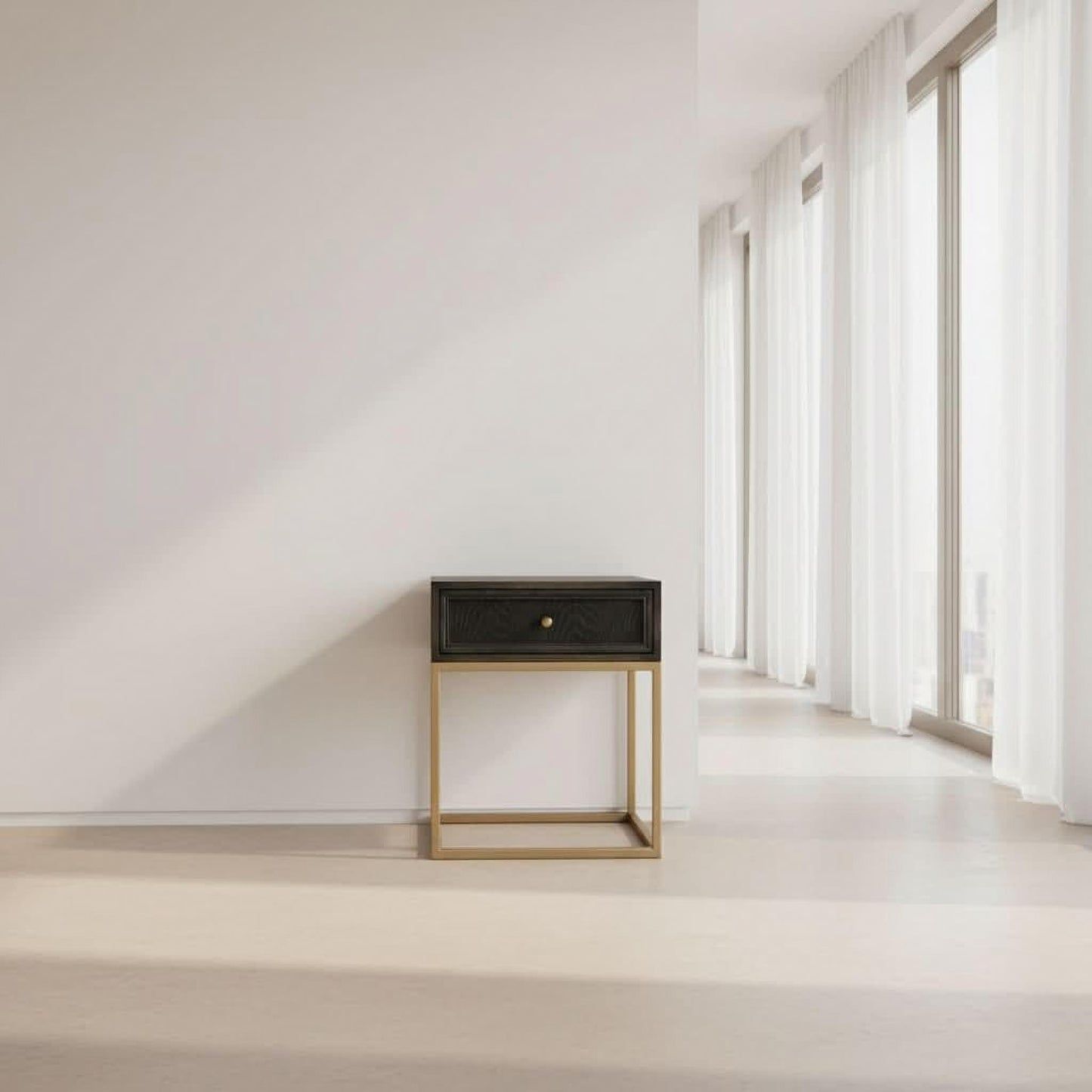 DIMANTA DESIGNER 1-DRAWER SIDE TABLE/LAMP TABLE BLACK