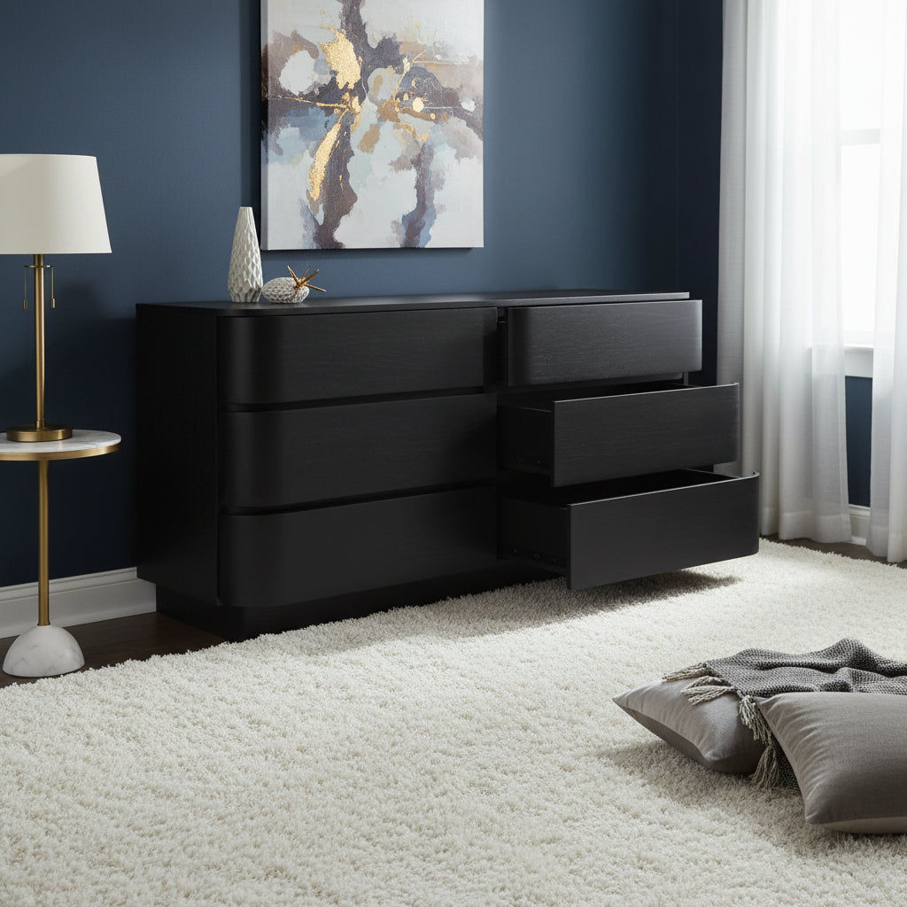GATSBY SOLID MINDI TIMBER  6-DRAWER DRESSER/CHEST OF 6 DRAWERS WALNUT (Copy) - MyChocolateWood