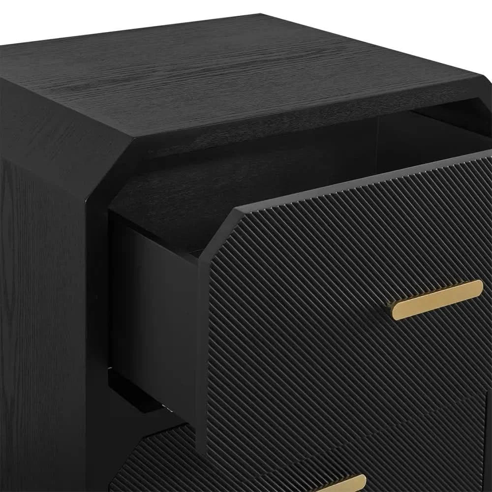 DELGARDO HAMPTON STYLE 2-DRAWER BEDSIDE TABLE BLACK - MyChocolateWood