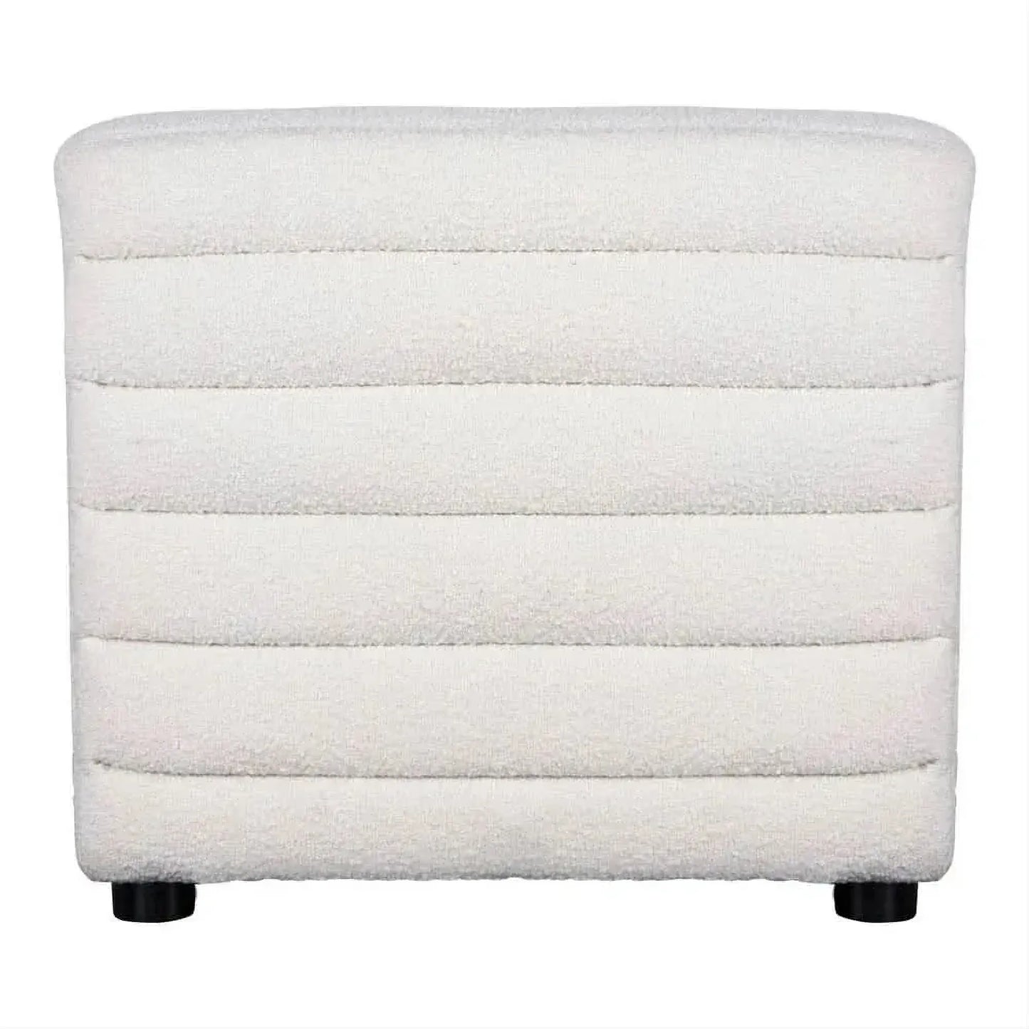 Meredith Boucle Occasional Chair in White - Chocolate Wood