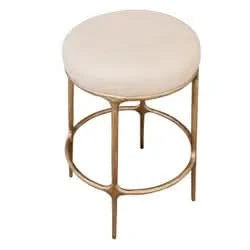 SOREN KITCHEN STOOL - BRASS /NATURAL LINEN - MyChocolateWood