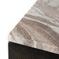 Hampshire 2-Drawer Bedside Table in Smoked Oak with River Brown Marble Top - Chocolate Wood